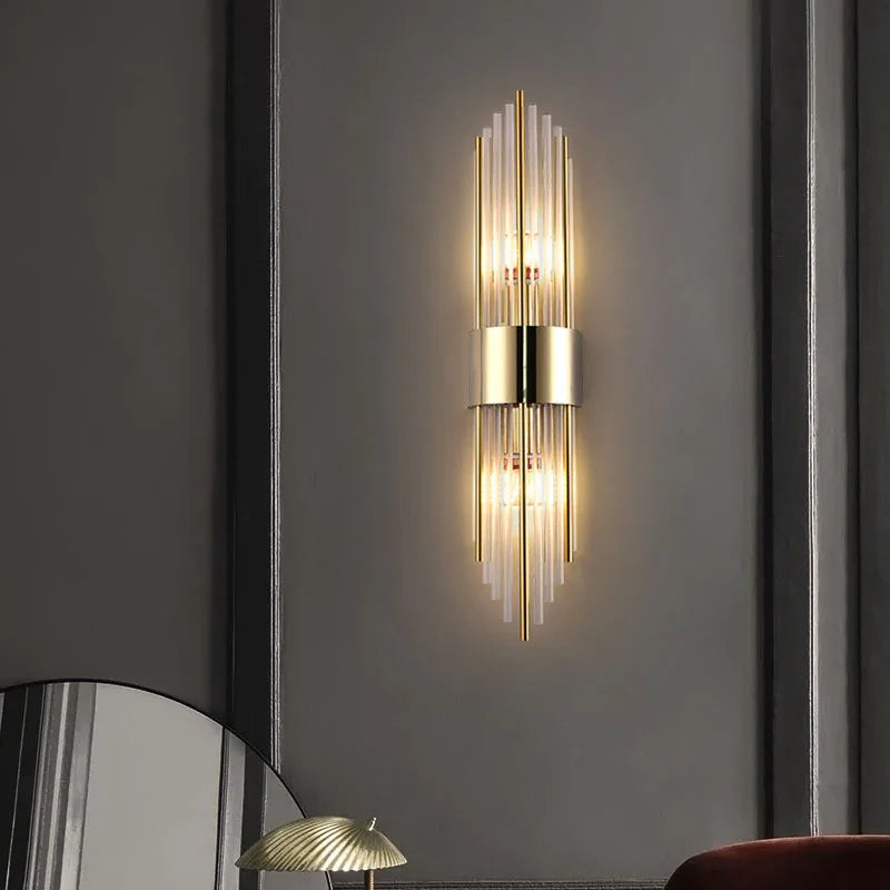 Indoor Home Decor Luxury Sconce Light Iron Base Glass Tube Lampshade Wall Lamps G9 Bulbs Up Down Hotel Corridor Lighting Lustres