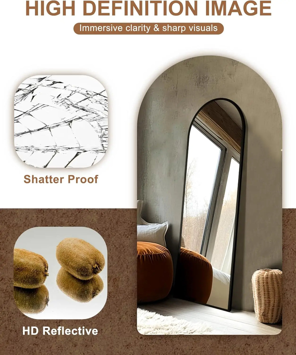 Mirror Full Length,Standing Mirror Full Body,Large Floor with Stand for Wall Entryway Door Bedroom Bathroom Living Room