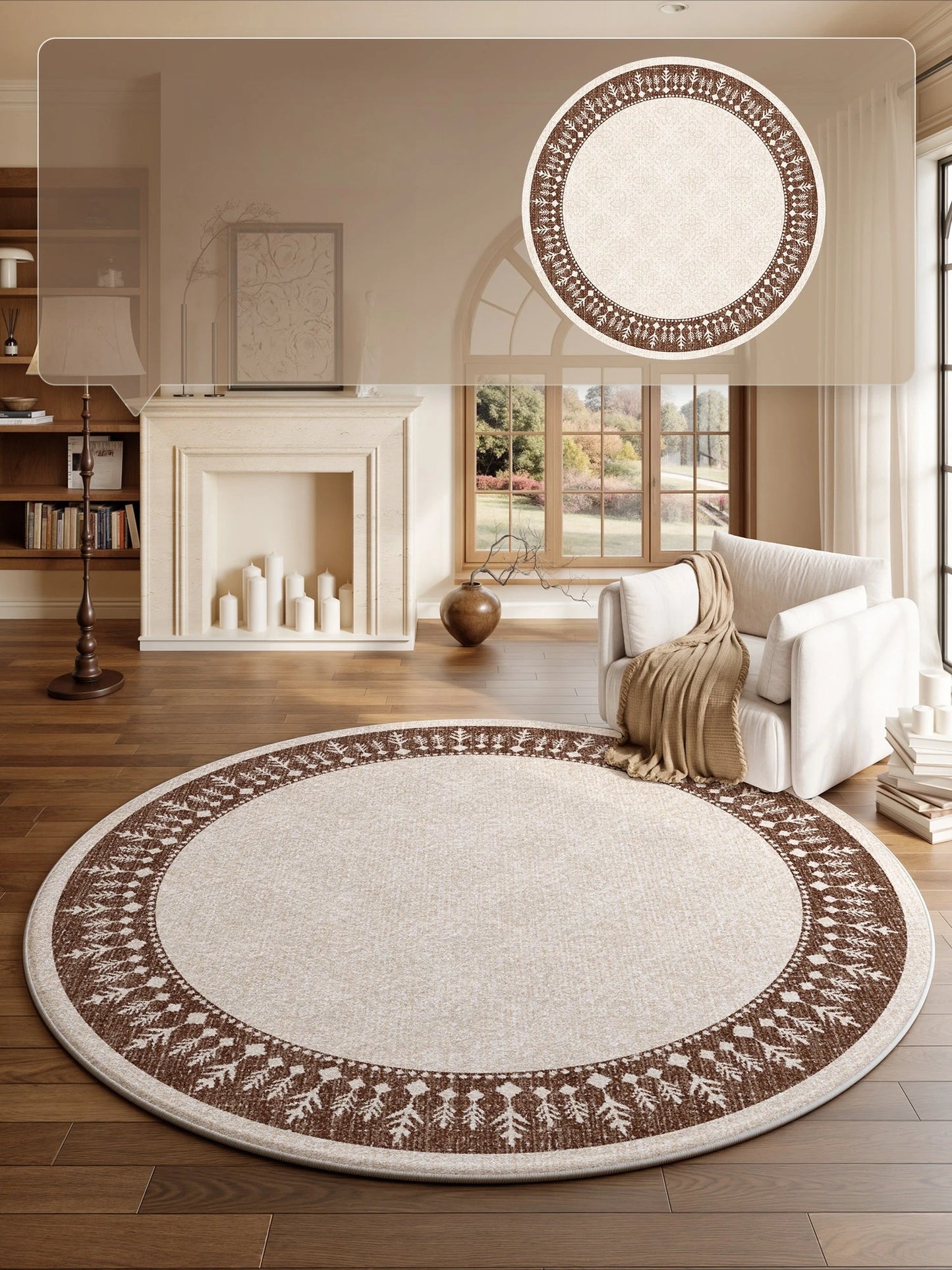 French Style Bedroom Decor Round Carpet Fluffy Soft Carpets for Living Room Thick Plush Bedside Floor Mat Washable Cloakroom Rug