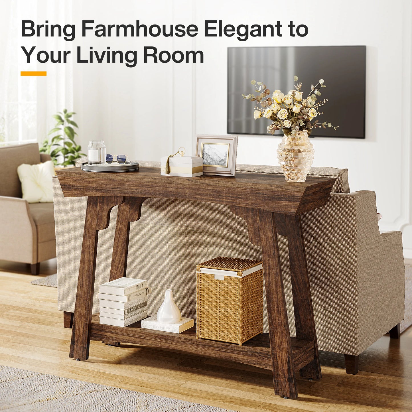 Tribesigns Wooden Console Table With Storage Shelf For Entryway