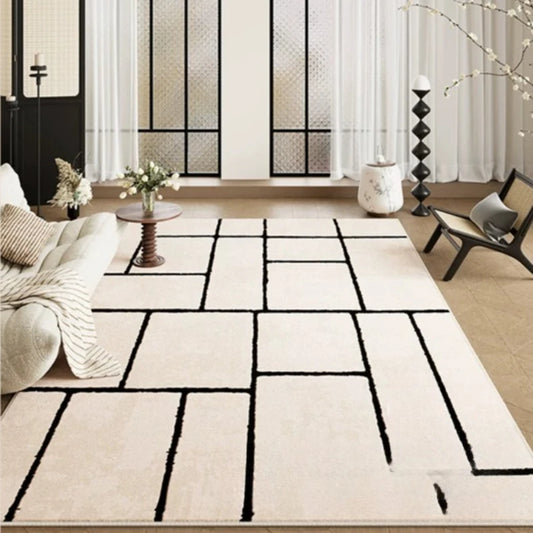 Retro Style Living Room Decoration Soft Carpet Large Area Rugs for Bedroom Washable Study Floor Mat Anti-slip Cloakroom Line Rug