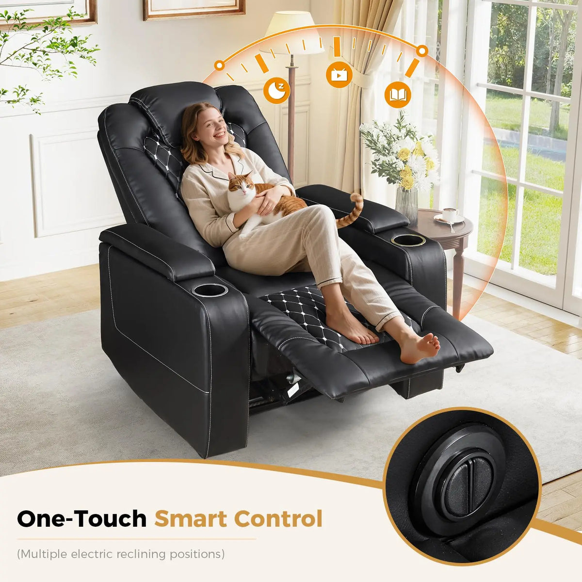 EBELLO Power Recliner Chair With USB Ports And Cup Holders
