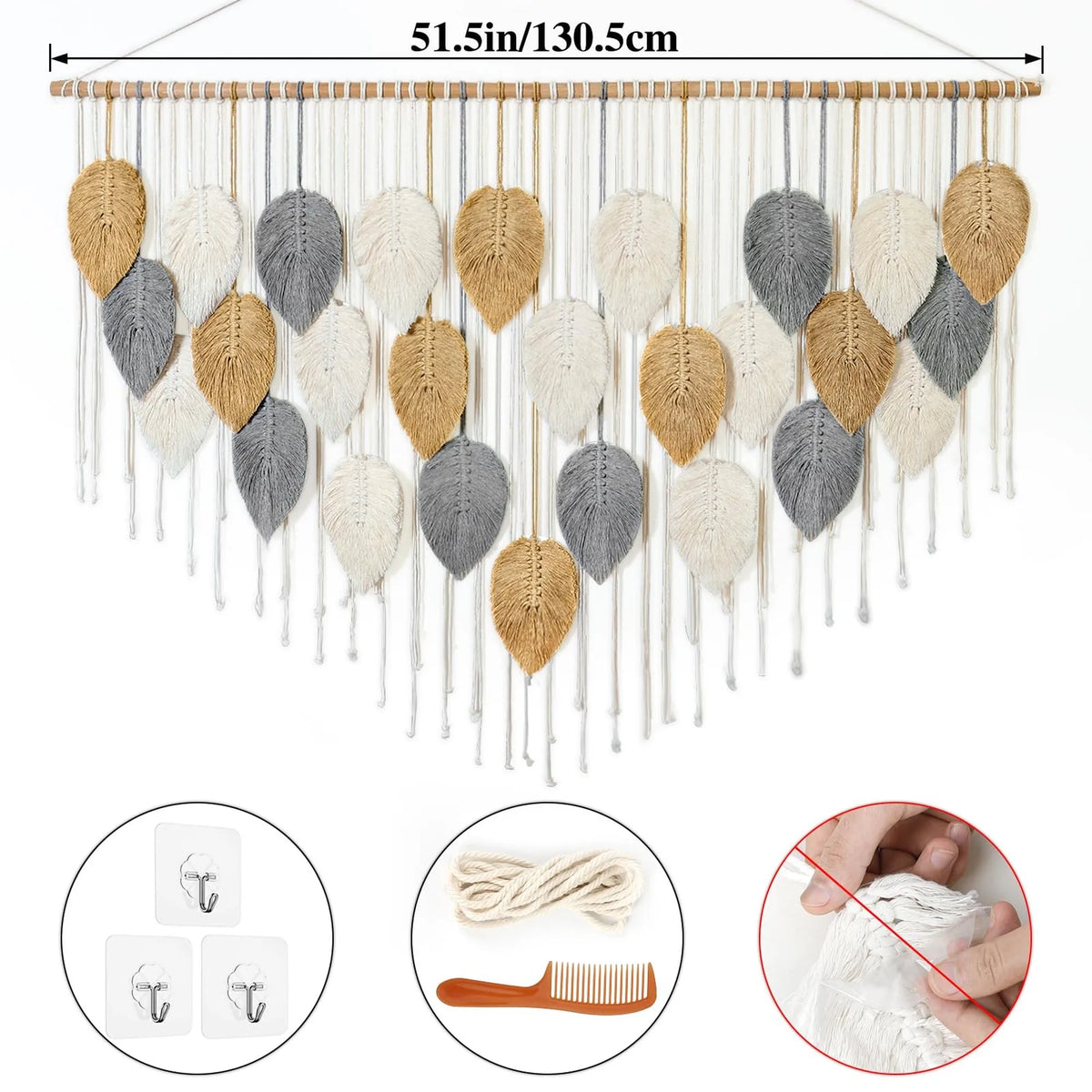 Handmade Bohemian Leaf And Feather Woven Wall Tapestry
