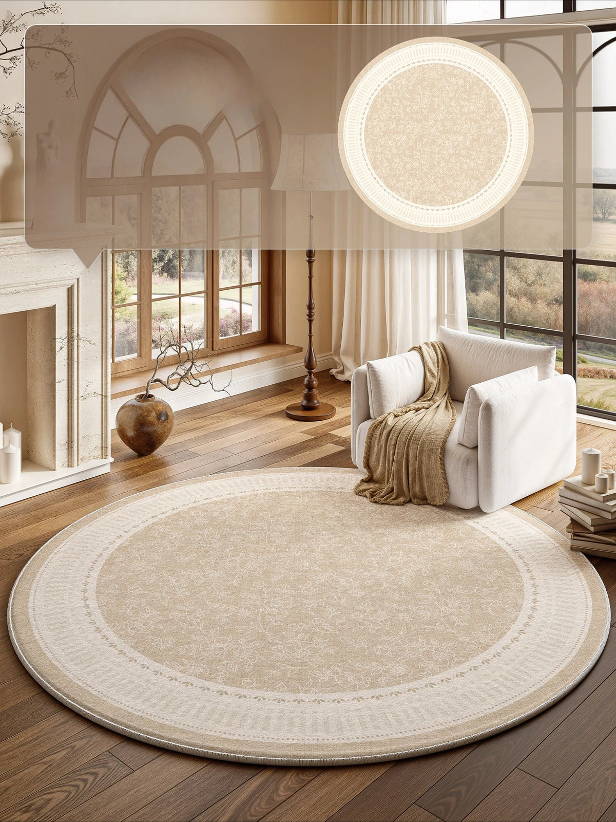French Style Bedroom Decor Round Carpet Fluffy Soft Carpets for Living Room Thick Plush Bedside Floor Mat Washable Cloakroom Rug