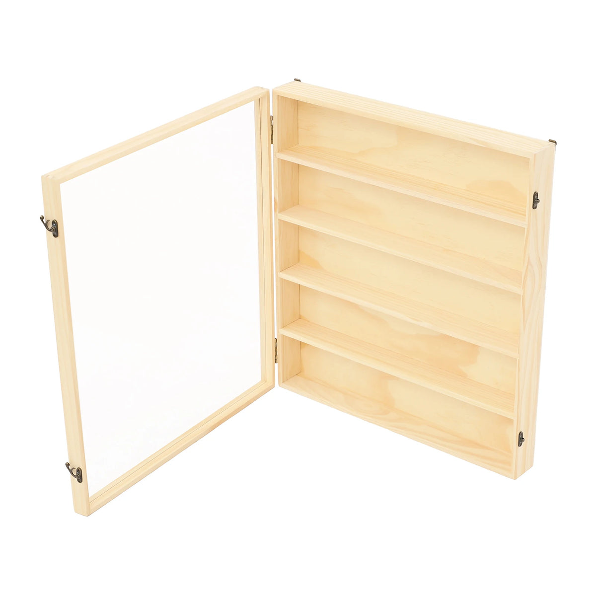 5-Tier Wall Mount Solid Wood Display Case,  Composite Board Acrylic Dustproof Door Secure Latches 15-20Kg Load Bearing Burr-free Edge Anime Figurine Model Storage Cabinet