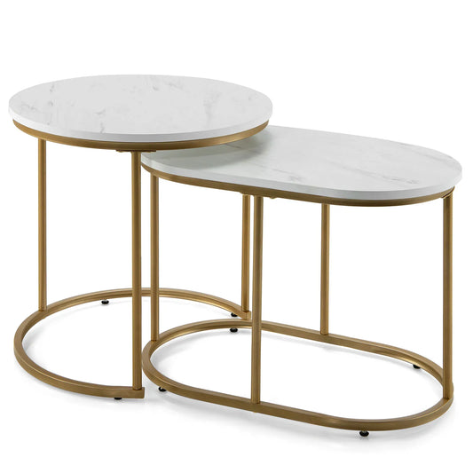 HOMASIS Modern Marble Nesting Coffee Tables for Living Room