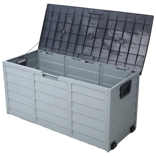 All Weather UV Resin 75 Gallon Outdoor Deck Box with Wheel Patio Backyard Storage Bin for Cushions Garden Tools Pool Toys