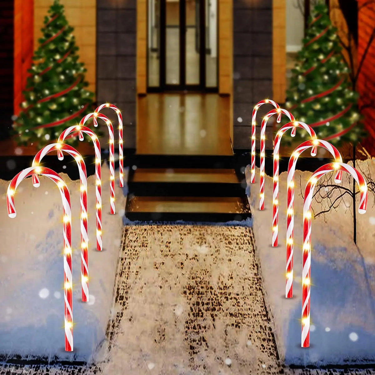 Joyfy Christmas Candy Cane Pathway Marker Lights Set