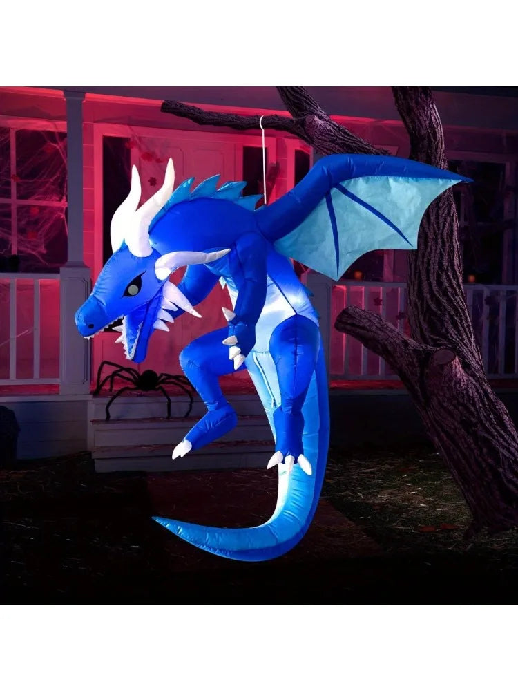 Hanging Ice Dragon Inflatable Outdoor Yard Decoration With Integrated Lights