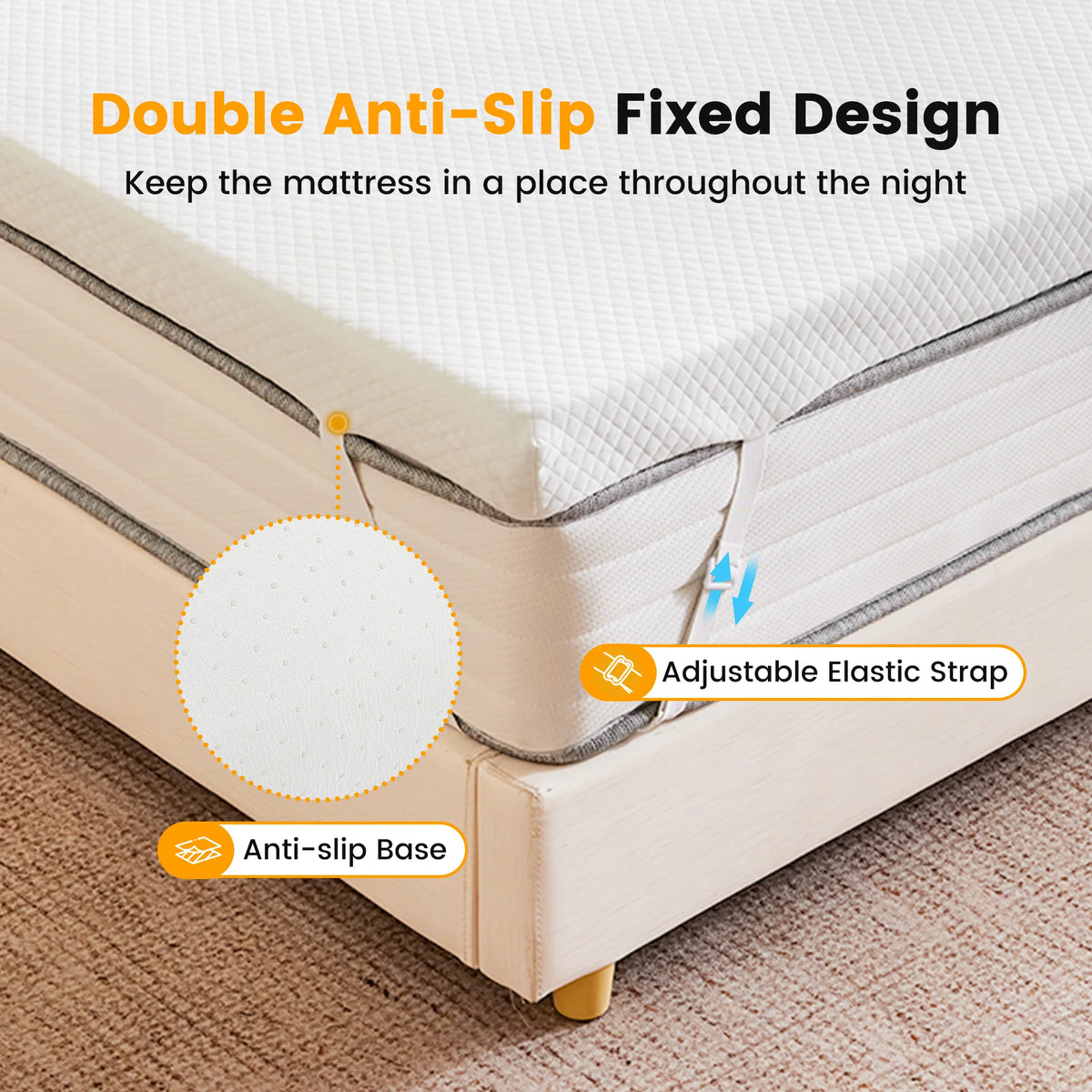 JHK Gel Memory Foam Mattress Topper With Cooling Cover