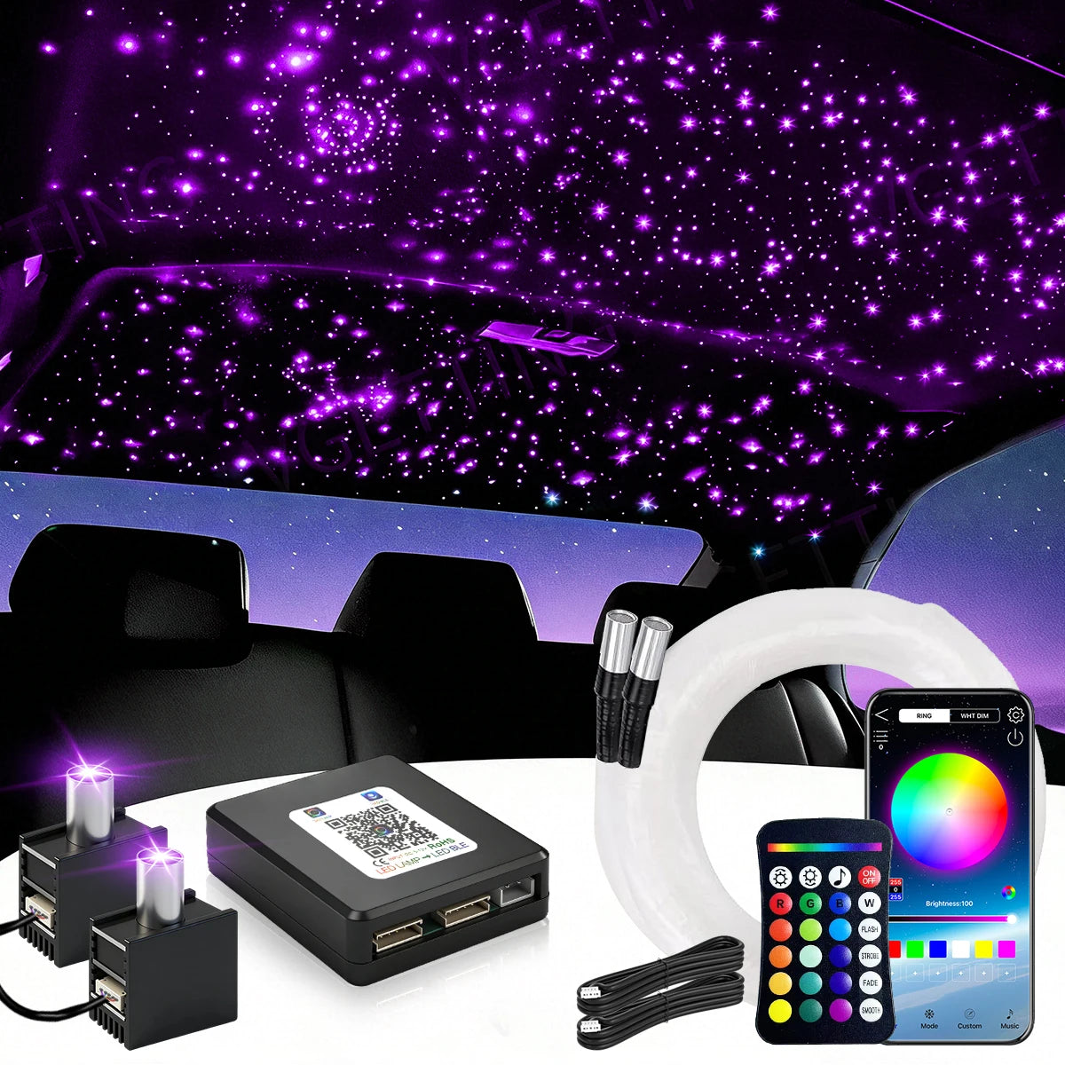 Brivglent Fiber Optic Starlight Headliner Kit For Cars With Remote