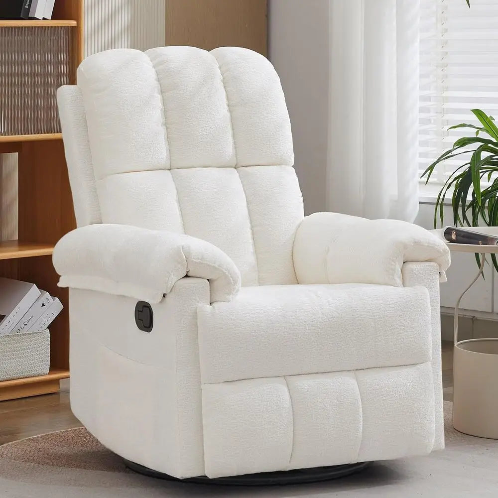 Upholstered Chenille Manual Swivel Recliner Chair For Home