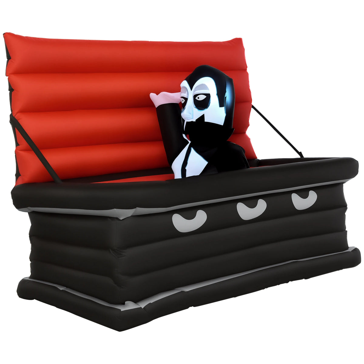 70.75"W Inflatable Halloween Vampire Coffin Anchored Outdoor Display W/ Leds