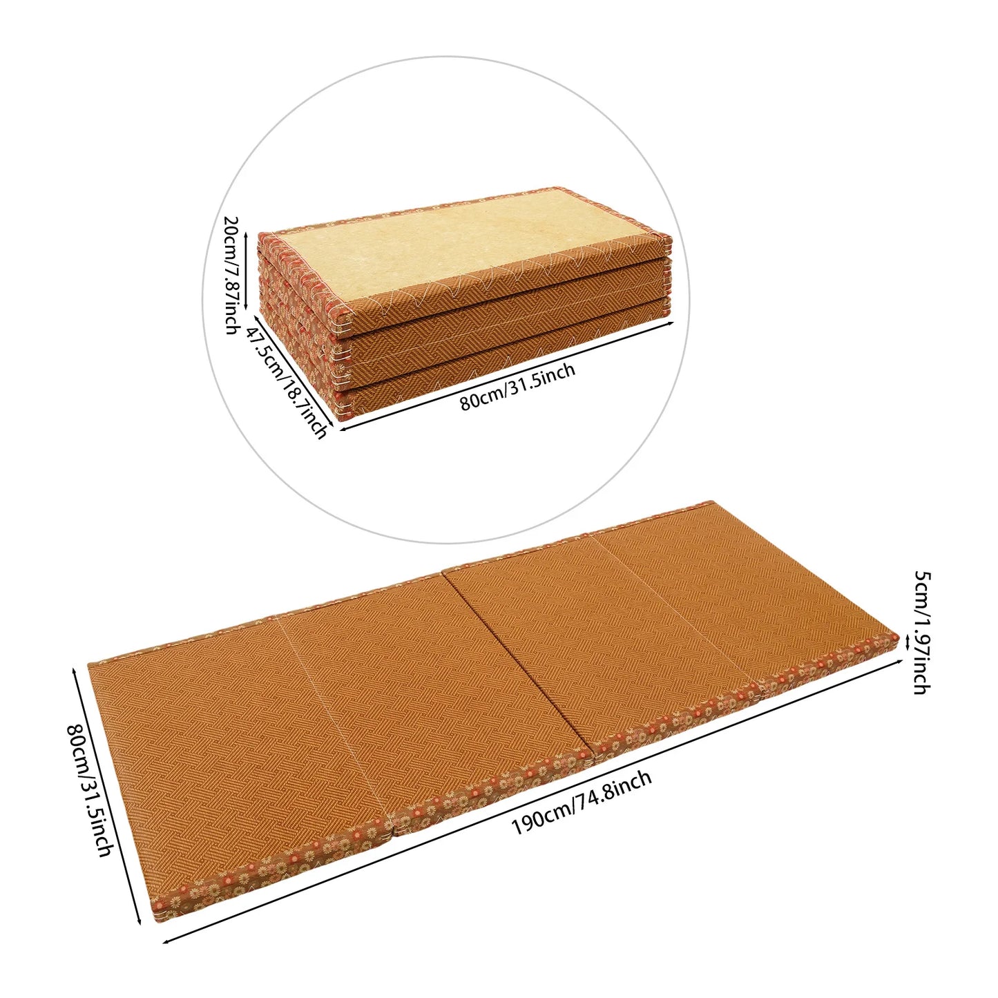 Foldable Floor Mattress Tatami Mat, Meditation Yoga Mat 31.5x74.8in, Rattan Breathable for Living Room Office