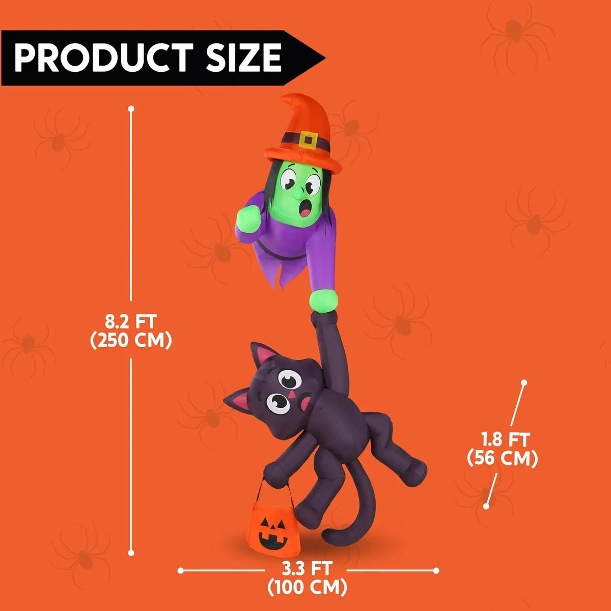 Halloween Witch And Black Cat Inflatable Outdoor Roof Decoration