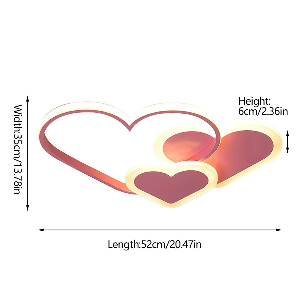 Heart Shaped LED Ceiling Light With Remote Control Dimmable Design