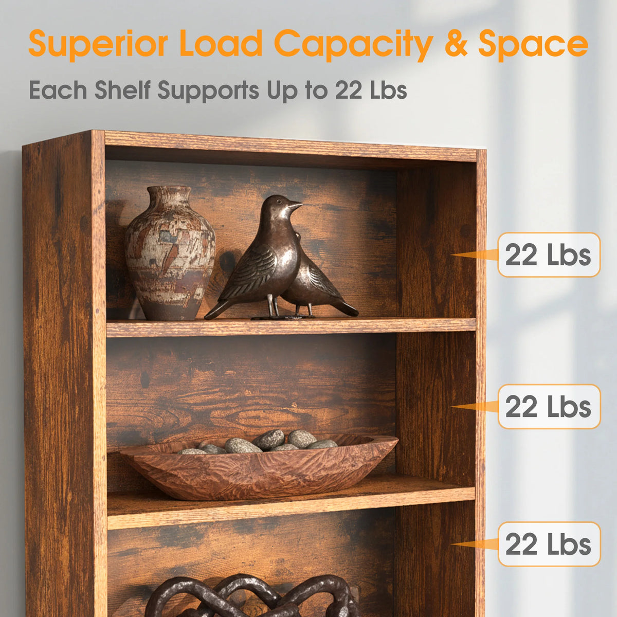 MCQ Wooden Six Shelf Bookcase With Open Display Storage