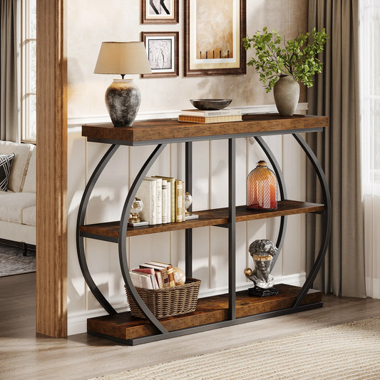 Tribesigns Industrial Three Tier Console Table With Storage Shelves