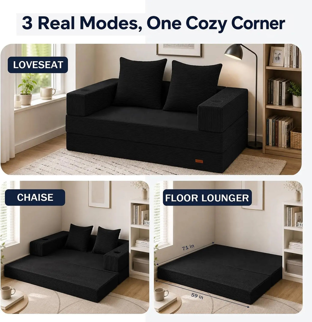 Novilla Low Profile Floor Sofa Bed Boneless Futon Couch