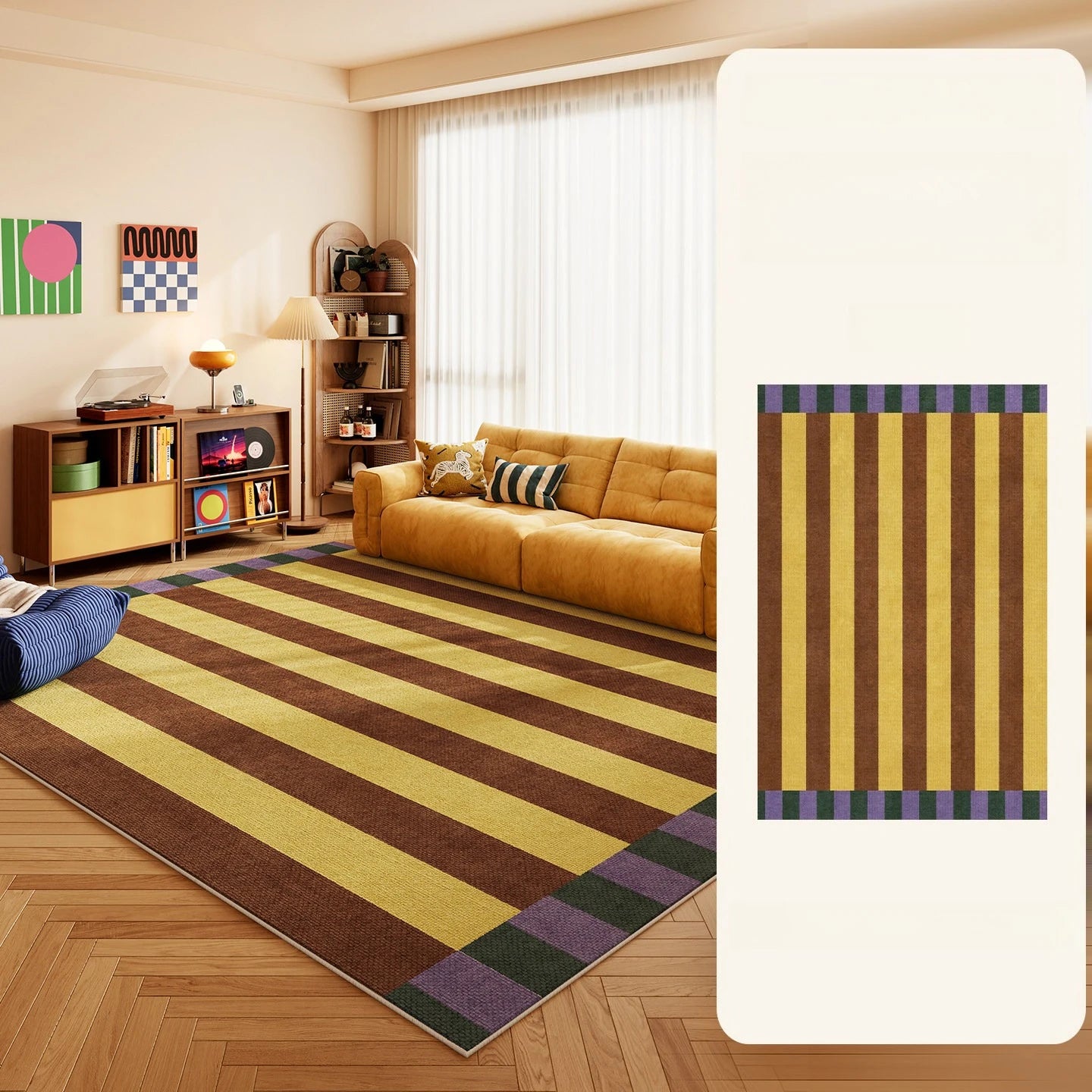Nordic Geometric Polyester Washable Rug For Living Room