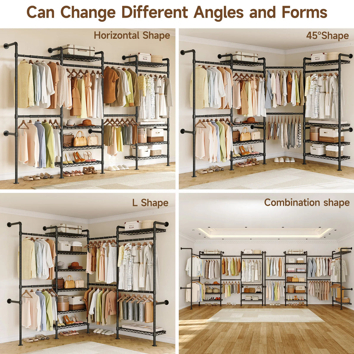 Onbrill Wall Mounted Industrial Pipe Clothes And Wardrobe Rack