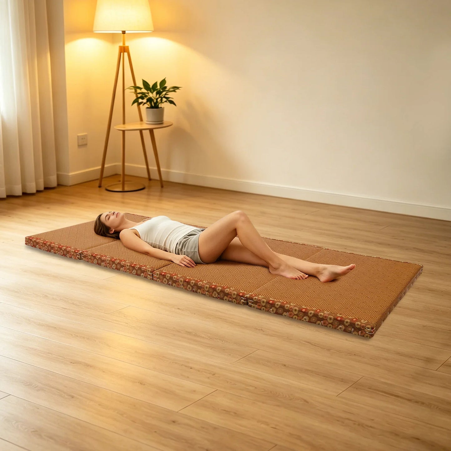 Foldable Floor Mattress Tatami Mat, Meditation Yoga Mat 31.5x74.8in, Rattan Breathable for Living Room Office