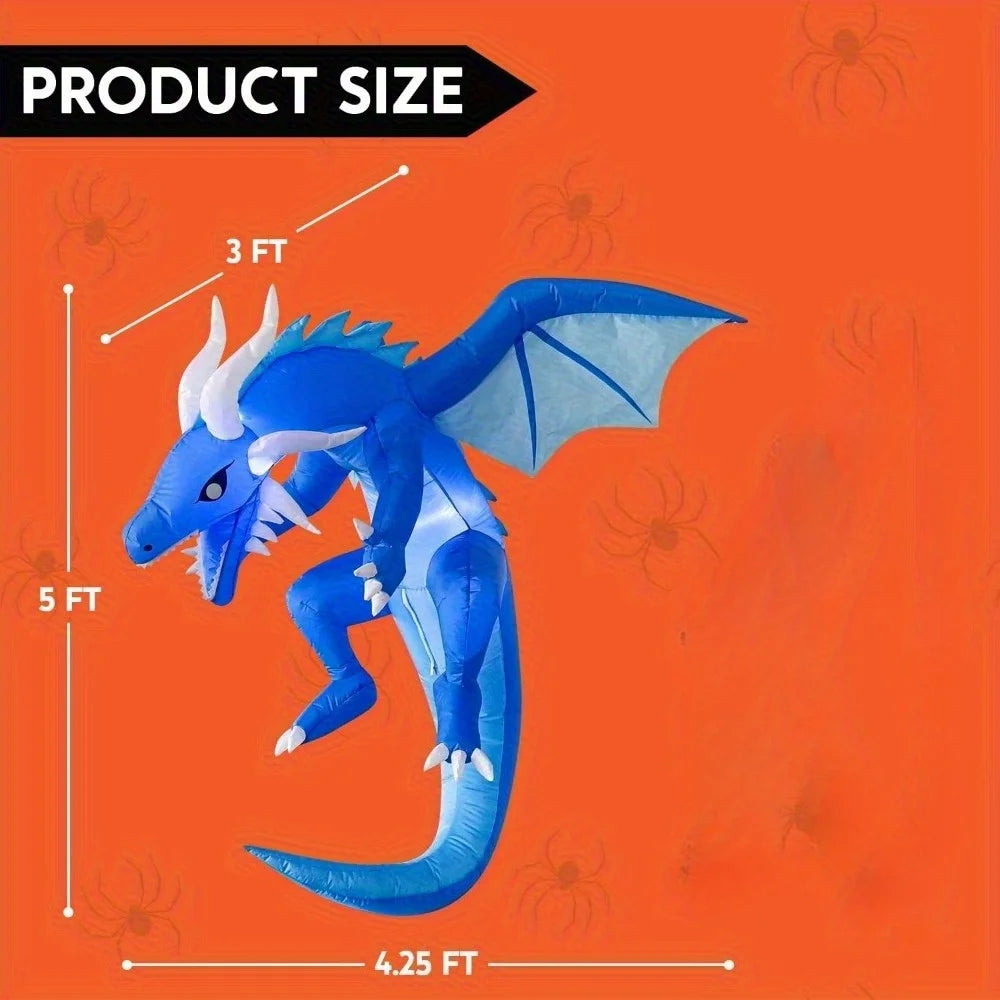Hanging Ice Dragon Inflatable Outdoor Yard Decoration With Integrated Lights
