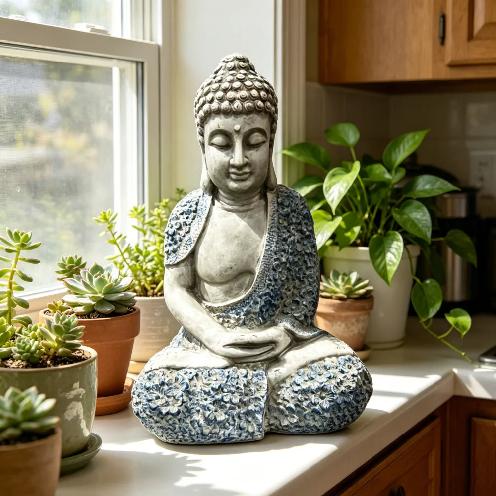 Resin Meditating Buddha Statue For Zen Garden Home Decor