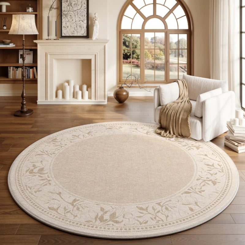 French Style Bedroom Decor Round Carpet Fluffy Soft Carpets for Living Room Thick Plush Bedside Floor Mat Washable Cloakroom Rug
