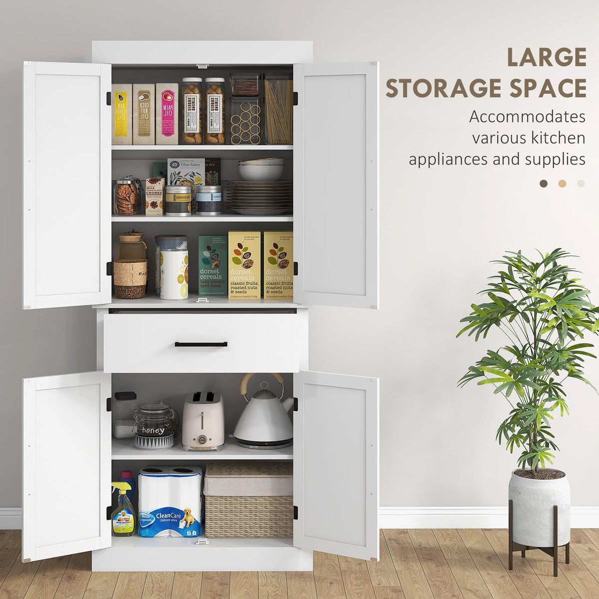 HOMCOM Kitchen Pantry Storage Cabinet With Barn Doors And Drawer
