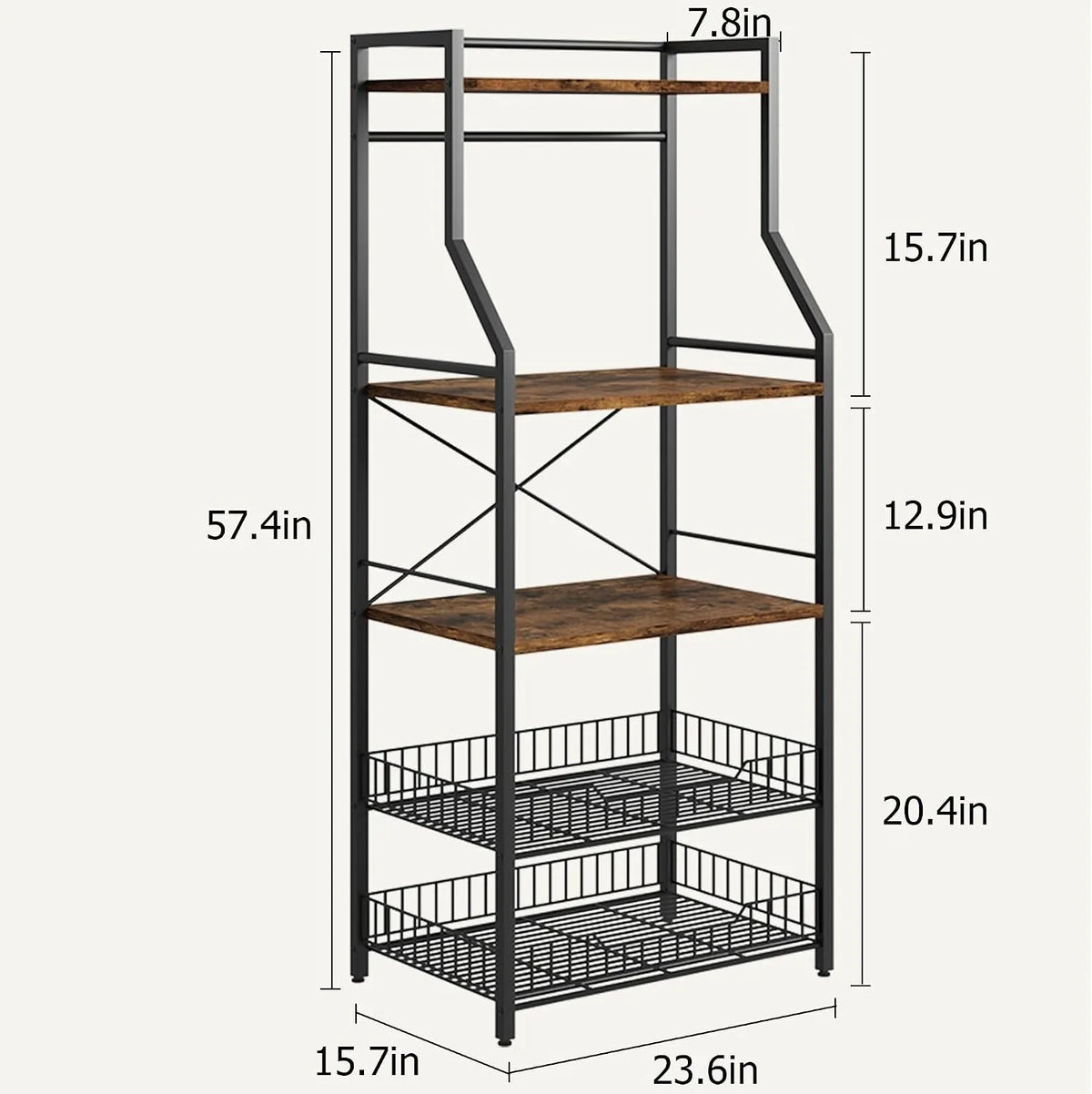 Kitchen Bakers Rack With Microwave Stand Coffee Bar Storage Organizer
