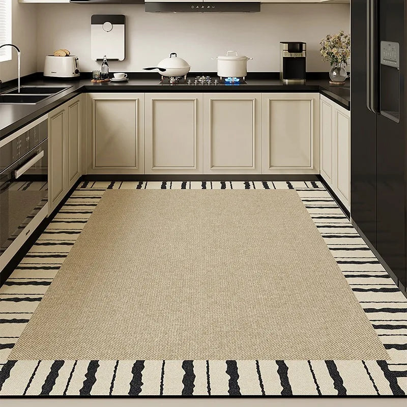 Kitchen Floor Mat Absorbent Non-slip Diatom Mud Foot Mats Striped Rug Large Size High-end Retro Home Decoration Carpet Alfombra