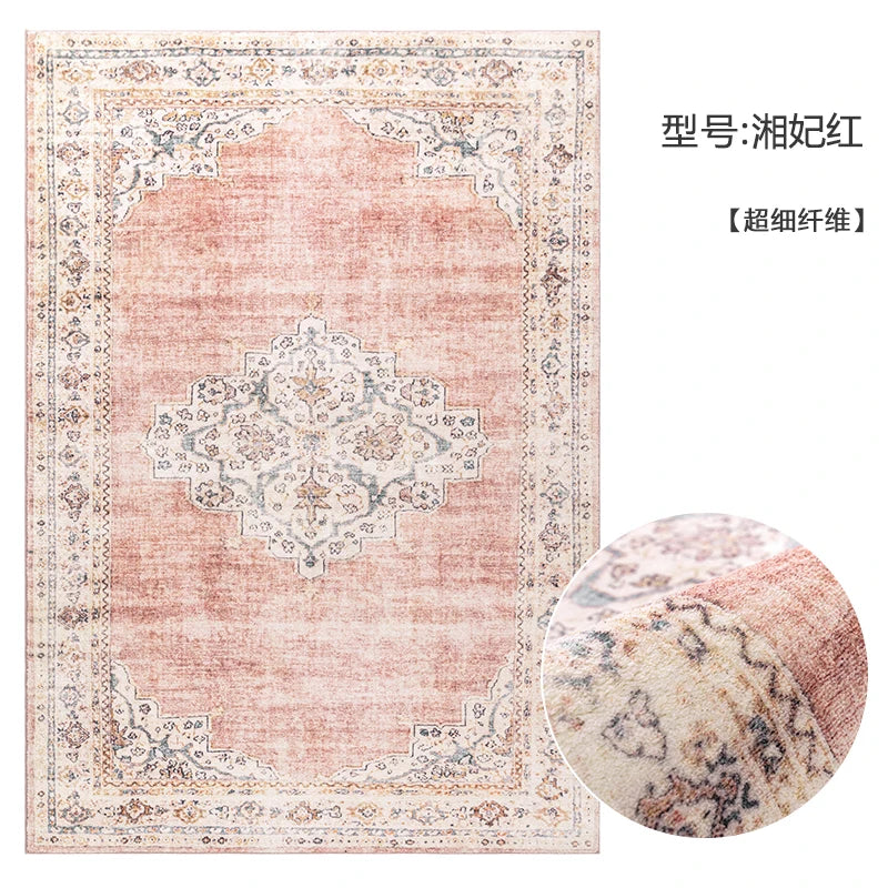 American Retro Carpets for Living Room Soft Fluffy Bedroom Decor Bedside Carpet Home Washable Rug Thicken Plush Lounge Floor Mat