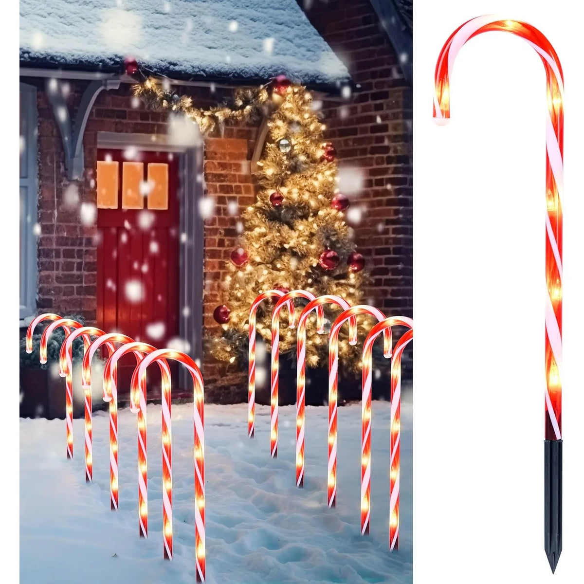 Joyfy Christmas Candy Cane Pathway Marker Lights Set