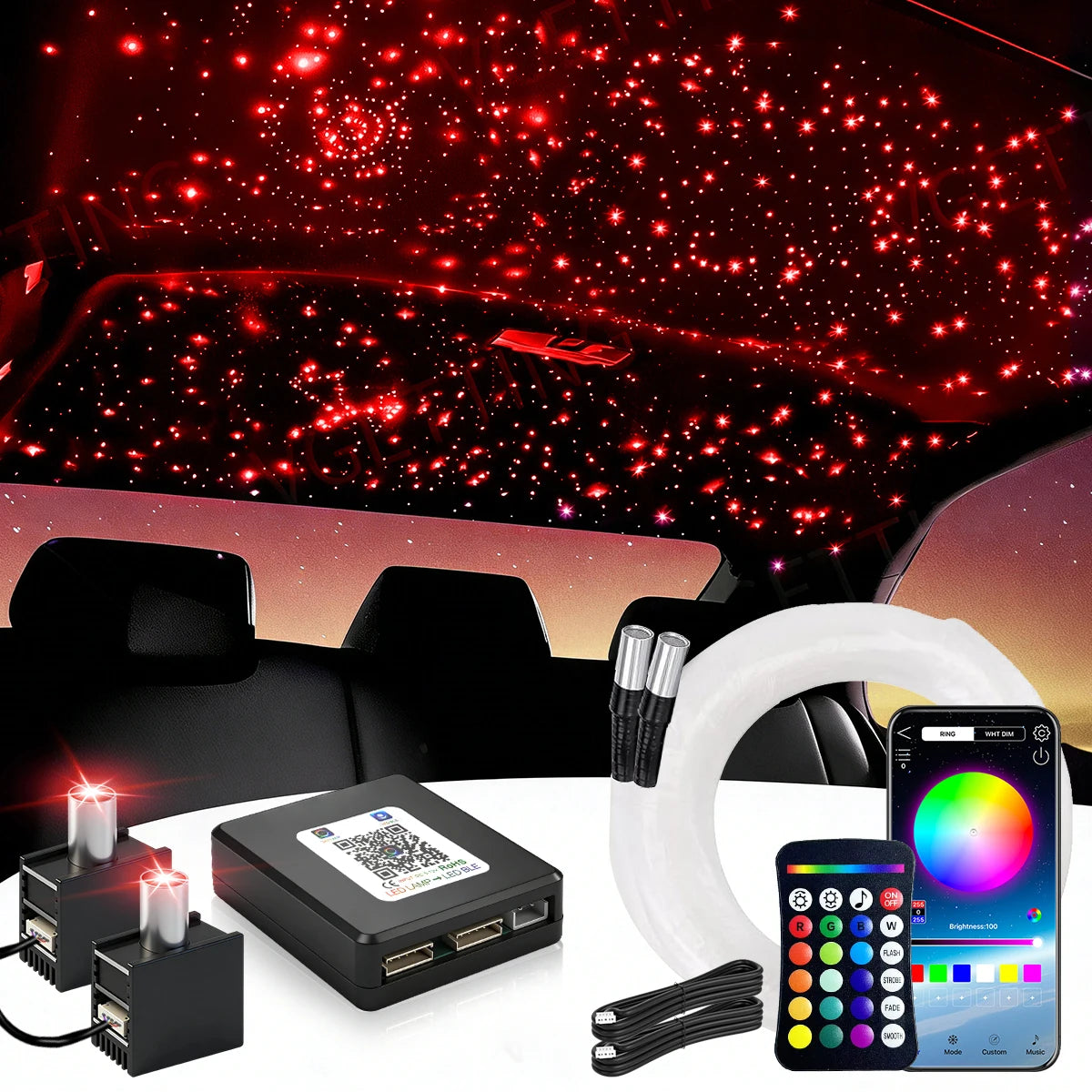 Brivglent Fiber Optic Starlight Headliner Kit For Cars With Remote