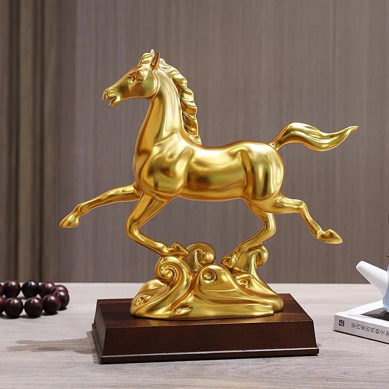 Light luxury high-end office desktop horse decoration living room housewarming opening gift wine cabinet study decoration
