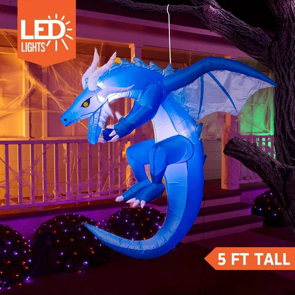 Hanging Ice Dragon Inflatable Outdoor Yard Decoration With Integrated Lights