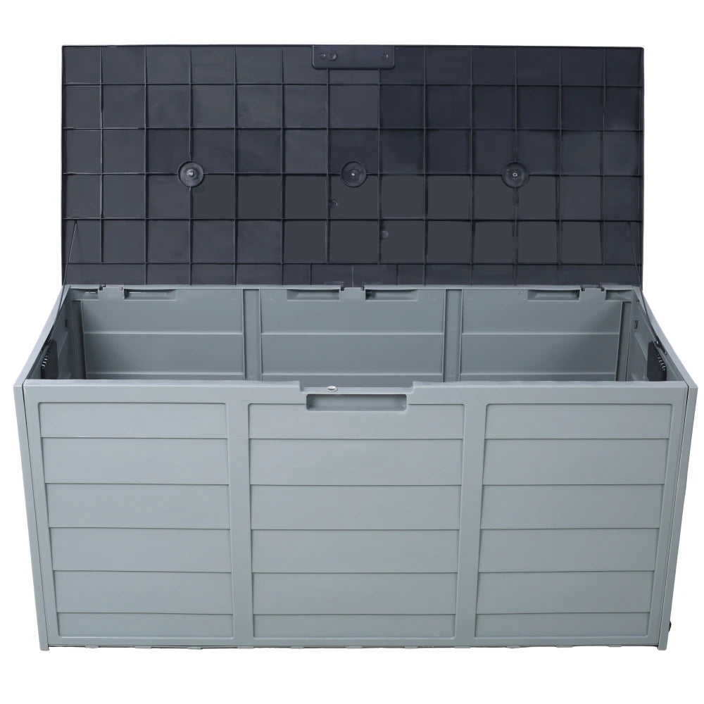 All Weather UV Resin 75 Gallon Outdoor Deck Box with Wheel Patio Backyard Storage Bin for Cushions Garden Tools Pool Toys