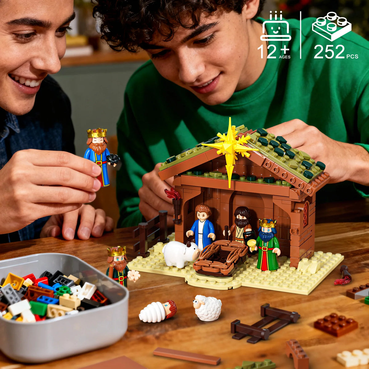 JAKI Christmas Nativity Model Kit Building Blocks for Adults Manger Stable Scene Tabletop Decor Gift for Family and Teens