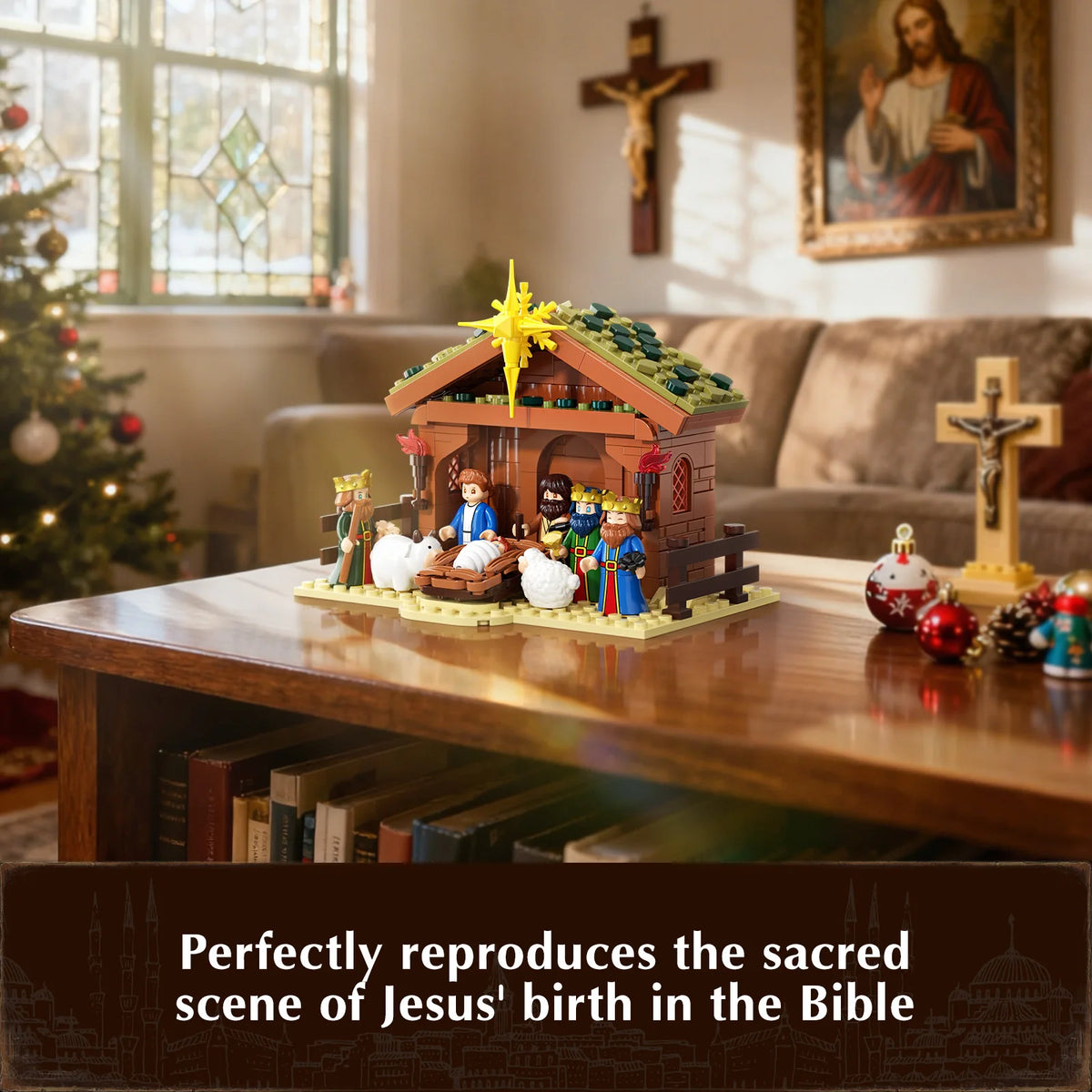 JAKI Christmas Nativity Model Kit Building Blocks for Adults Manger Stable Scene Tabletop Decor Gift for Family and Teens