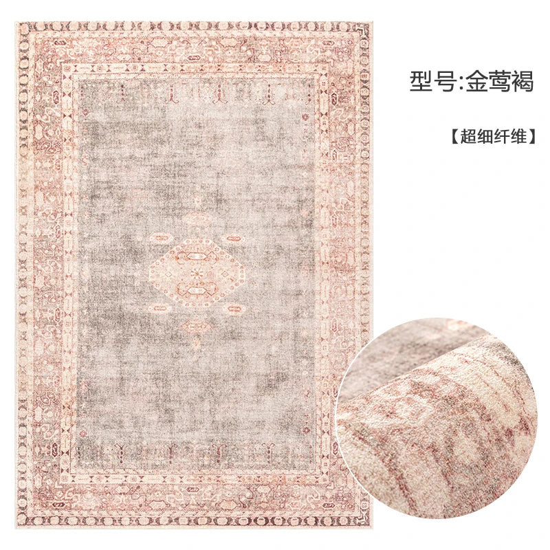 American Retro Carpets for Living Room Soft Fluffy Bedroom Decor Bedside Carpet Home Washable Rug Thicken Plush Lounge Floor Mat