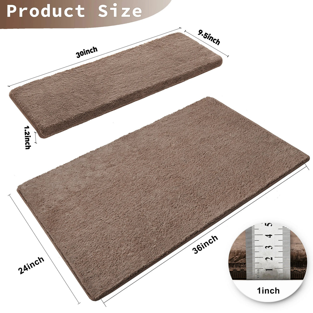 Ultra Plush Non Slip Stair Treads Self Adhesive Carpet Mats