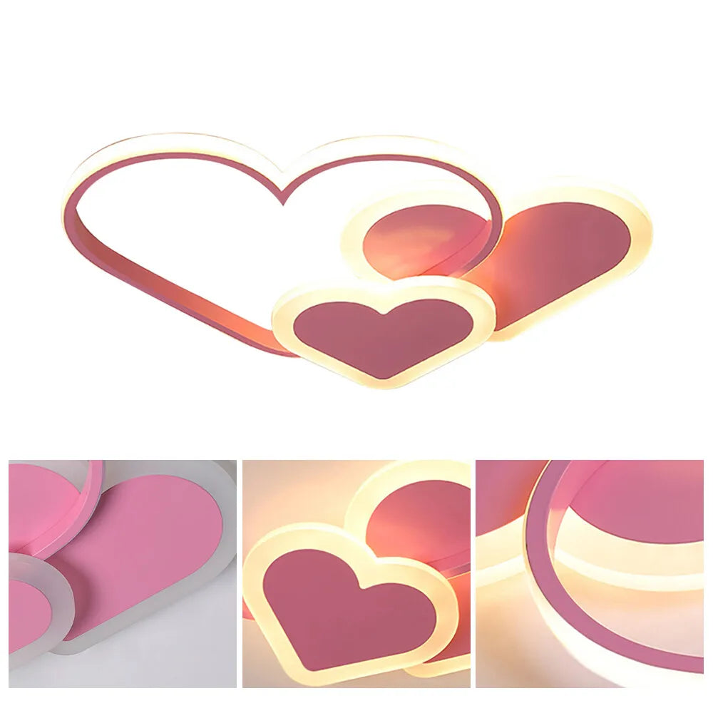 Heart Shaped LED Ceiling Light With Remote Control Dimmable Design