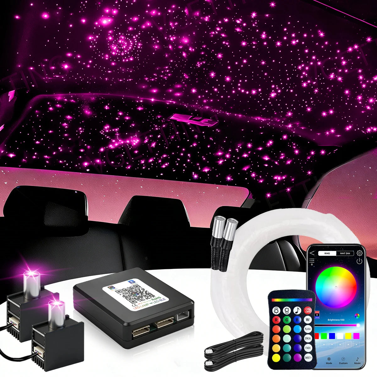 Brivglent Fiber Optic Starlight Headliner Kit For Cars With Remote