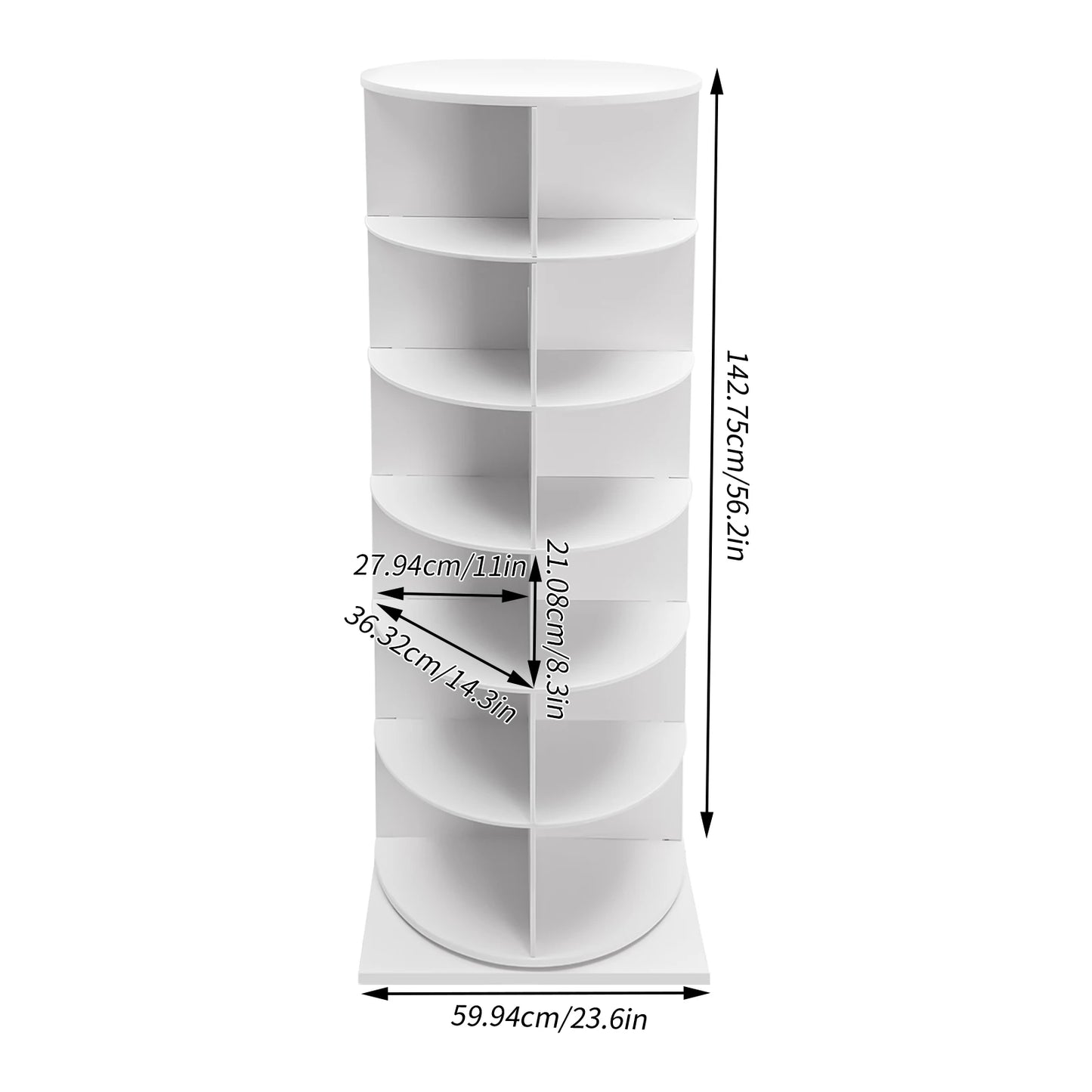 6/7 Tier 360° Rotating Shoe Rack Organizer Multifunctional PVC Sheet Shoe Rack Home Space Saving Corner Tower for Hats Bags Books Holds 24/28 Pairs of Shoes