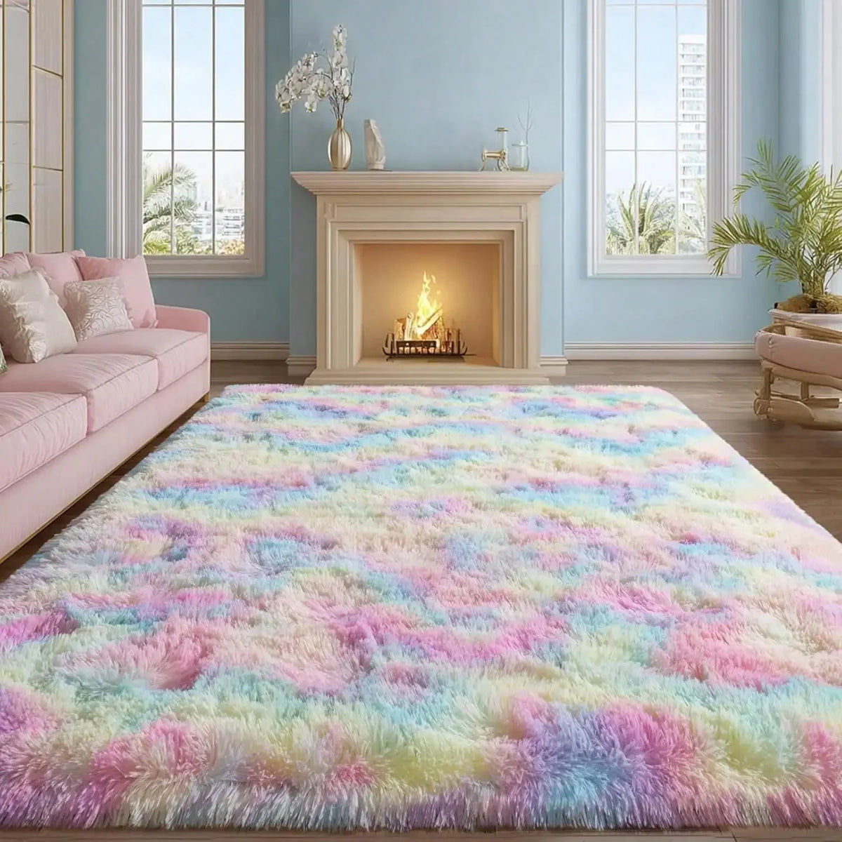 eluckya Plush And Thick Long-Pile Carpet, Super Soft And Comfortable Rug, Non-Slip Thick Pile Carpet, Suitable For Bedrooms, Living Rooms, Bathrooms, Dorm Rooms, Room Decor, Kitchen Essentials, Family Gatherings, Valentine's