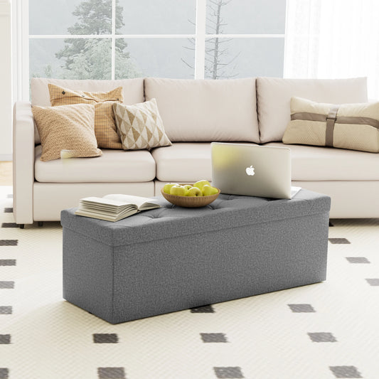JHK Robust Metal Folding Storage Ottoman Bench With Large Hidden Space