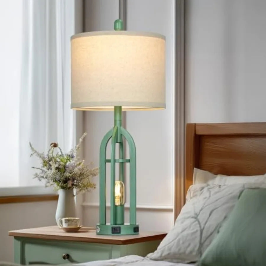 Coastal Touch Control Bedside Lamp With USB Ports And AC Outlet
