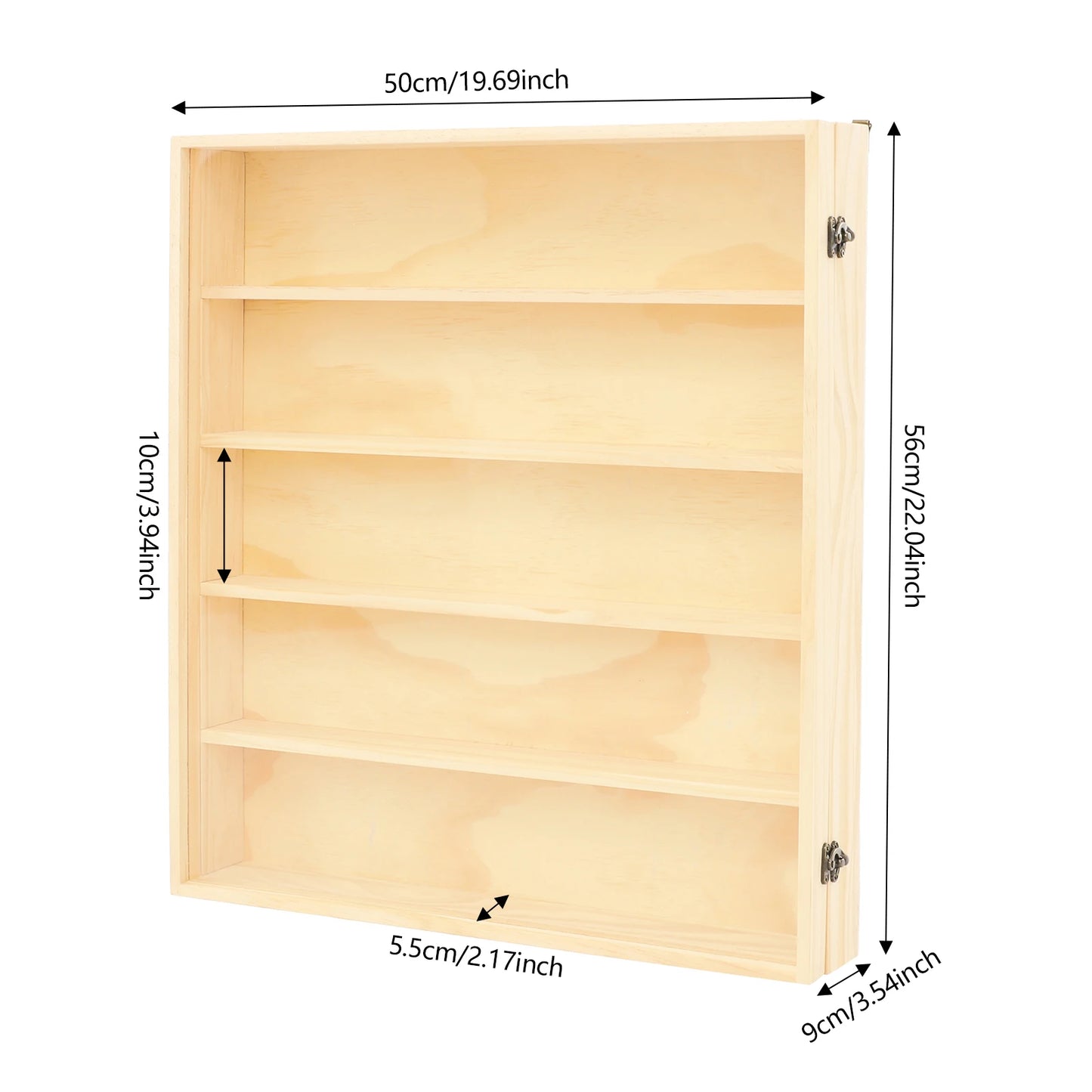 5-Tier Wall Mount Solid Wood Display Case,  Composite Board Acrylic Dustproof Door Secure Latches 15-20Kg Load Bearing Burr-free Edge Anime Figurine Model Storage Cabinet