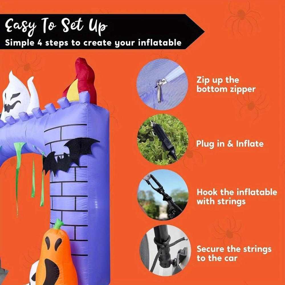Halloween Inflatable Haunted Castle Outdoor Decor With Built Leds